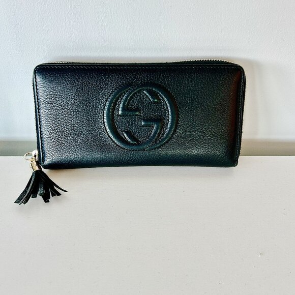 Gucci Soho wallet Zip Around Wallet Black Leather - Picture 1 of 8